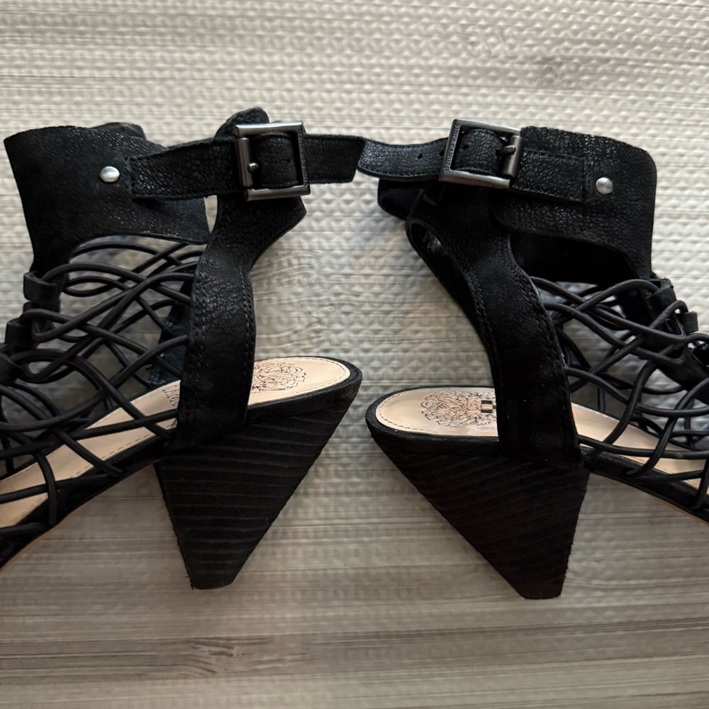 Vince Camuto VC-Evel Black Strappy Heeled Sandals - Picture 12 of 15